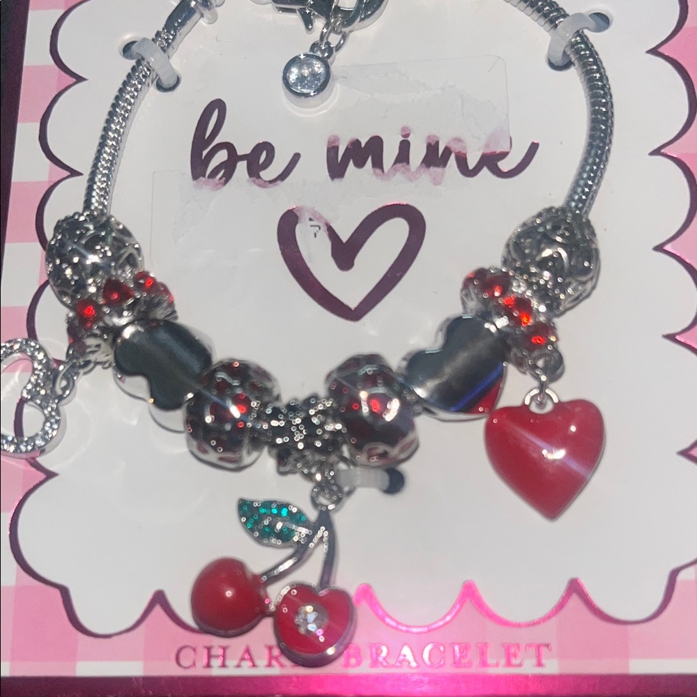 Heart & Cherry Charm Bracelet - Silver Or Gold winner choice - Picture 3 of 13